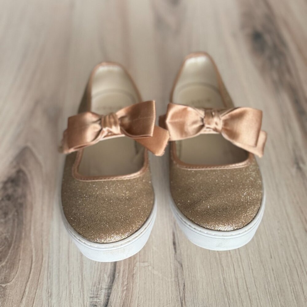 Janie and Jack Gold Sparkle Mary Jane Sneakers Girls Size 1 - Picture 3 of 8